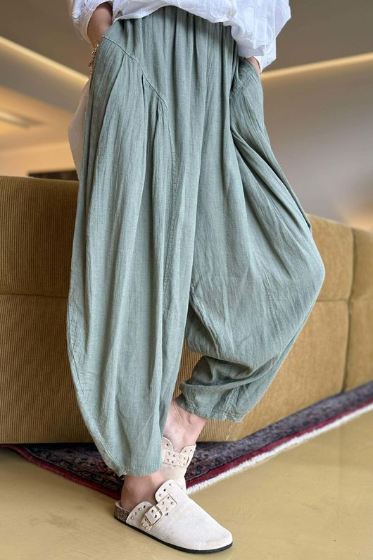 Noa Linen Blend Sia Barrel Trouser Khaki